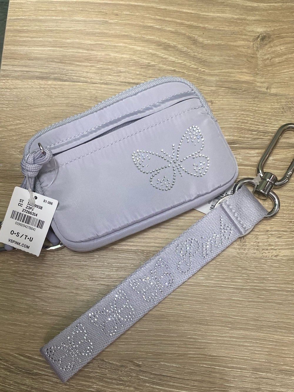 Victoria's Secret Mini Keychain wallet with Rhinestone Butterfly Wristlet
